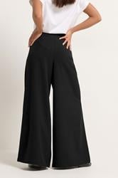 PixieGirl Petite Women's Black Pleat Front Palazzo Trousers | PixieGirl 2