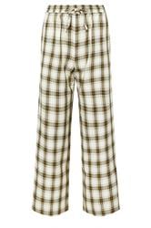 PixieGirl Petite Women's Natural Brown Check Wide Leg Trousers | PixieGirl 5