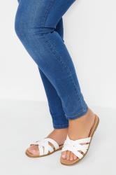 White Woven Mule Sandals In Extra Wide EEE Fit | Yours Clothing 1