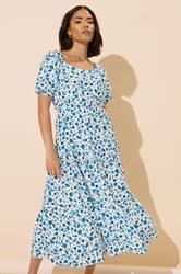 PixieGirl Petite Women's White Seashell Graphic Puff Sleeve Midi Dress | PixieGirl 1