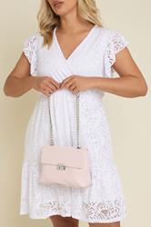 Pink Faux Leather Chain Detail Shoulder Bag | Yours Clothing 2