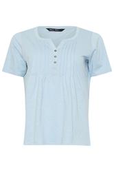 M&Co Petite Light Blue Cotton Short Sleeve Henley Top | M&Co 5