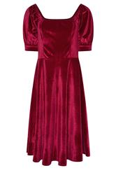 PixieGirl Petite Women's Burgundy Red Square Neck Velvet Dress | PixieGirl 1