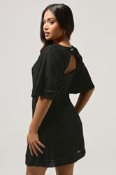 PixieGirl Petite Women's Black Textured Midi Dress | PixieGirl 5