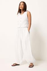 PixieGirl Petite Women's White Cheesecloth Balloon Trousers | PixieGirl 3