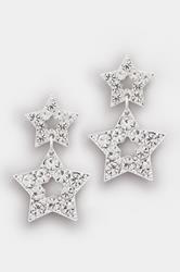 Silver Tone Diamante Star Earrings | Yours Clothing 2