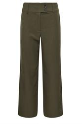 PixieGirl Petite Women's Olive Green Button Tab Detail Wide Leg Trousers | PixieGirl 5