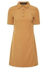 PixieGirl Petite Women's Tan Brown Polo Shirt Dress | Pixie Girl 5