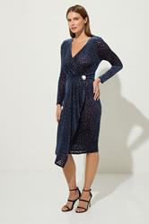 STAR Navy Blue Velvet Leopard Wrap Dress | StarByJM 2