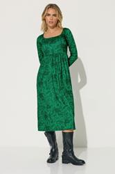 PixieGirl Petite Women's Green Paisley Print Midi Tea Dress | PixieGirl 2