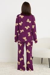 PixieGirl Petite Women's Burgundy Red Soft Touch Teddy Pyjama Set | PixieGirl 3