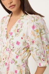 PixieGirl Petite Women's Pink Floral Midi Tea Dress | PixieGirl 4