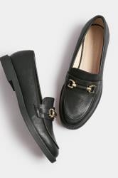Black PU Chain Detail Loafer In Wide E Fit & Extra Wide EEE Fit | Yours Clothing 6