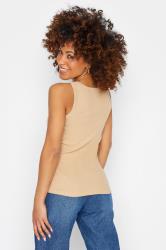 Petite Beige Brown Ribbed Vest Top | PixieGirl 3