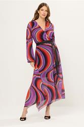 STAR Purple Abstract Mesh Pleated Maxi Dress | StarByJM 1