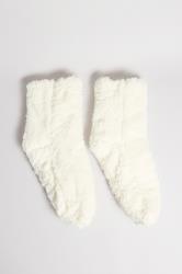 White Fluffy Slipper Socks | Yours Clothing 3