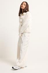 PixieGirl Petite Women's White Embroidered Cotton Wide Leg Trousers | PixieGirl 4