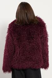 PixieGirl Petite Women's Burgundy Red Mongolian Faux Fur Jacket | PixieGirl 4
