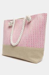 Pink Tweed Look Tote Bag | Yours Clothing 2