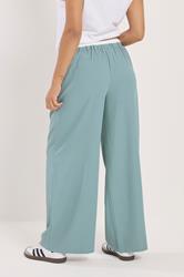PixieGirl Petite Women's Blue Contrast Waist Wide Leg Trousers | PixieGirl 3