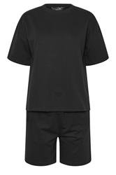 PixieGirl Petite Set Black Sweat Jersey T-Shirt & Shorts