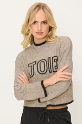 PixieGirl Petite Women's Natural Brown Speckled Knitted Slogan Jumper | PixieGirl 1