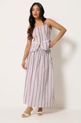 PixieGirl Petite Women's Burgundy Red Stripe Maxi Skirt | PixieGirl  3