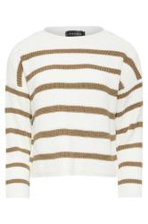 PixieGirl White & Beige Stripe Knit Jumper | PixieGirl 5