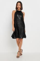 PixieGirl Petite Women's Black Sequin Embellished Halter Neck Dress | PixieGirl 3