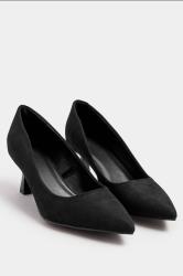 Black Faux Suede Point Court Shoes In Extra Wide EEE Fit | Yours Clothing 3