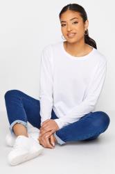 Petite White Long Sleeve T-Shirt | PixieGirl  4