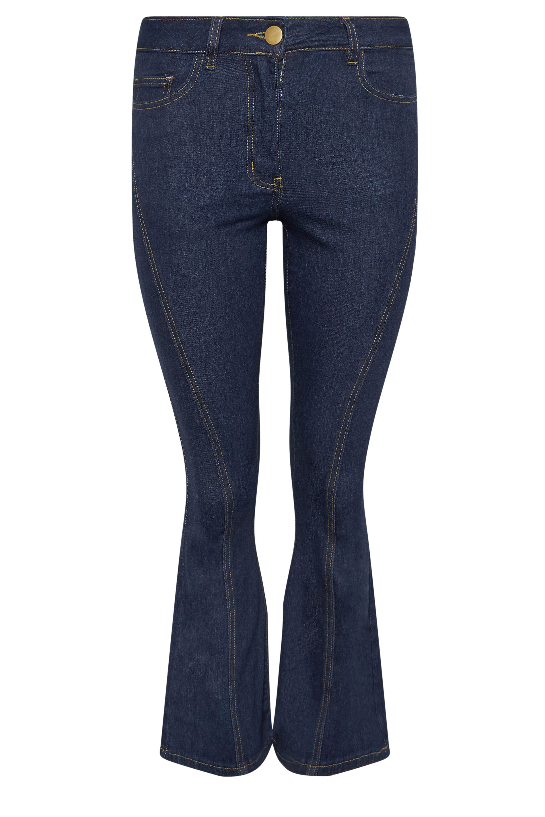 PixieGirl Petite Women's Indigo Blue Seam Front Flared Jeans | PixieGirl 5