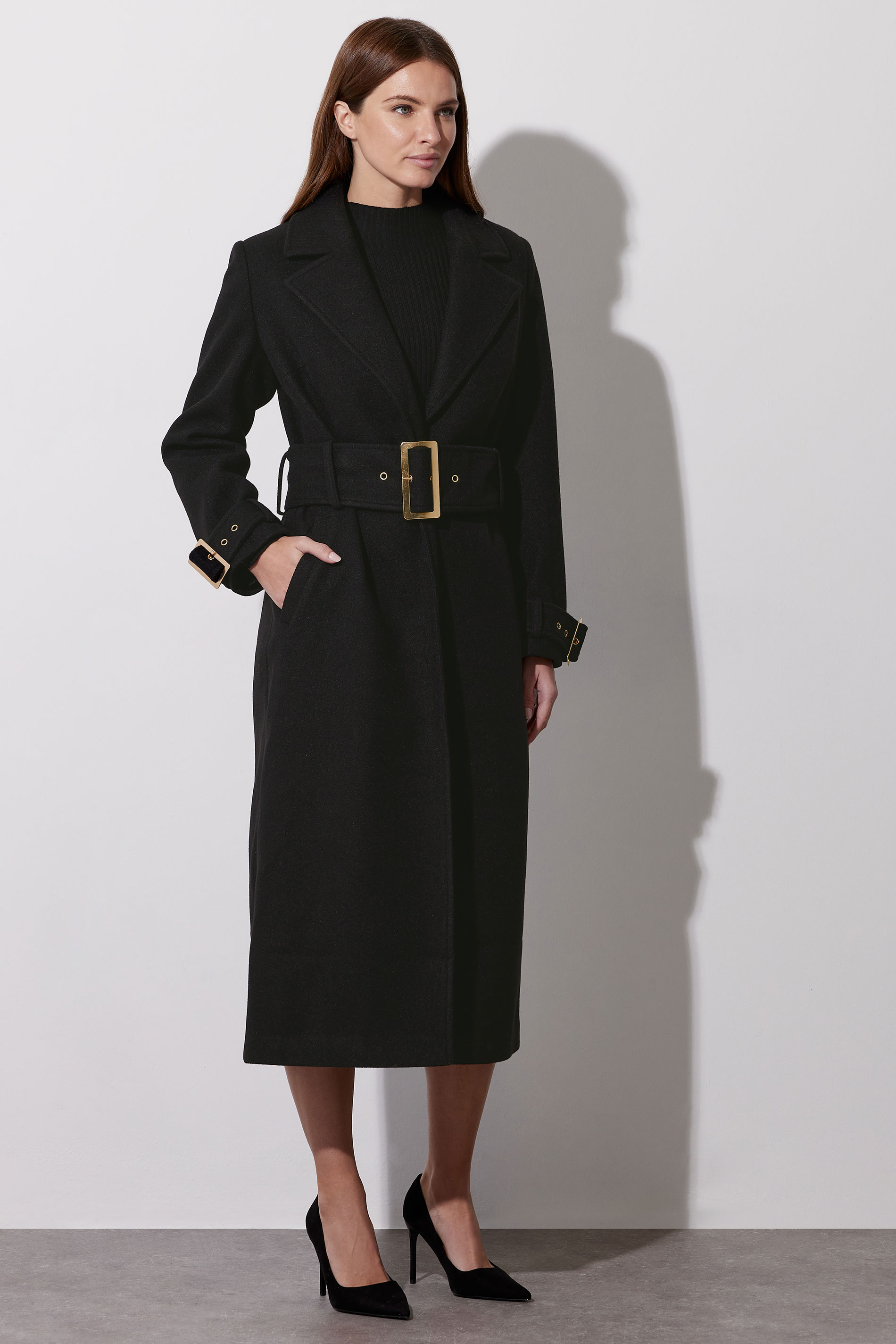 STAR Black Buckle Wrap Coat | STAR x JM 2
