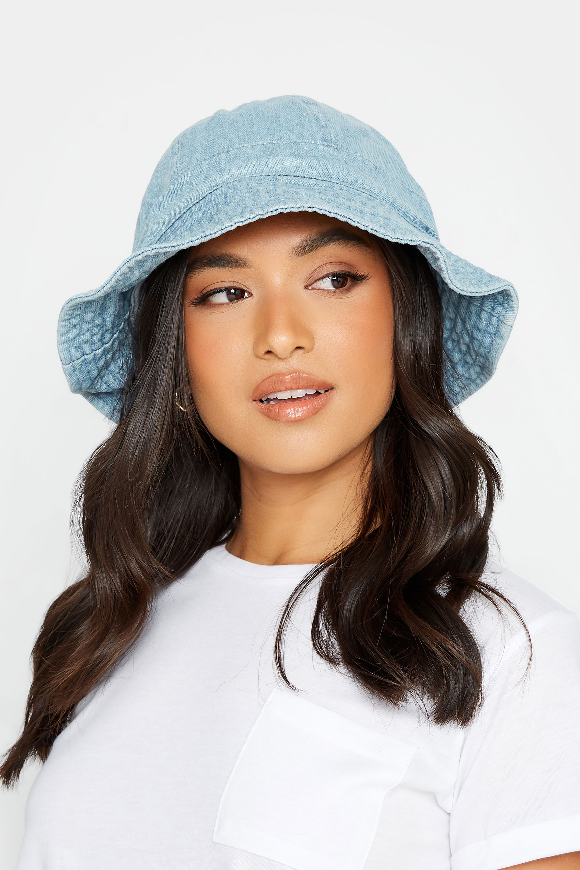 Light Blue Denim Look Bucket Hat | Yours Clothing  1