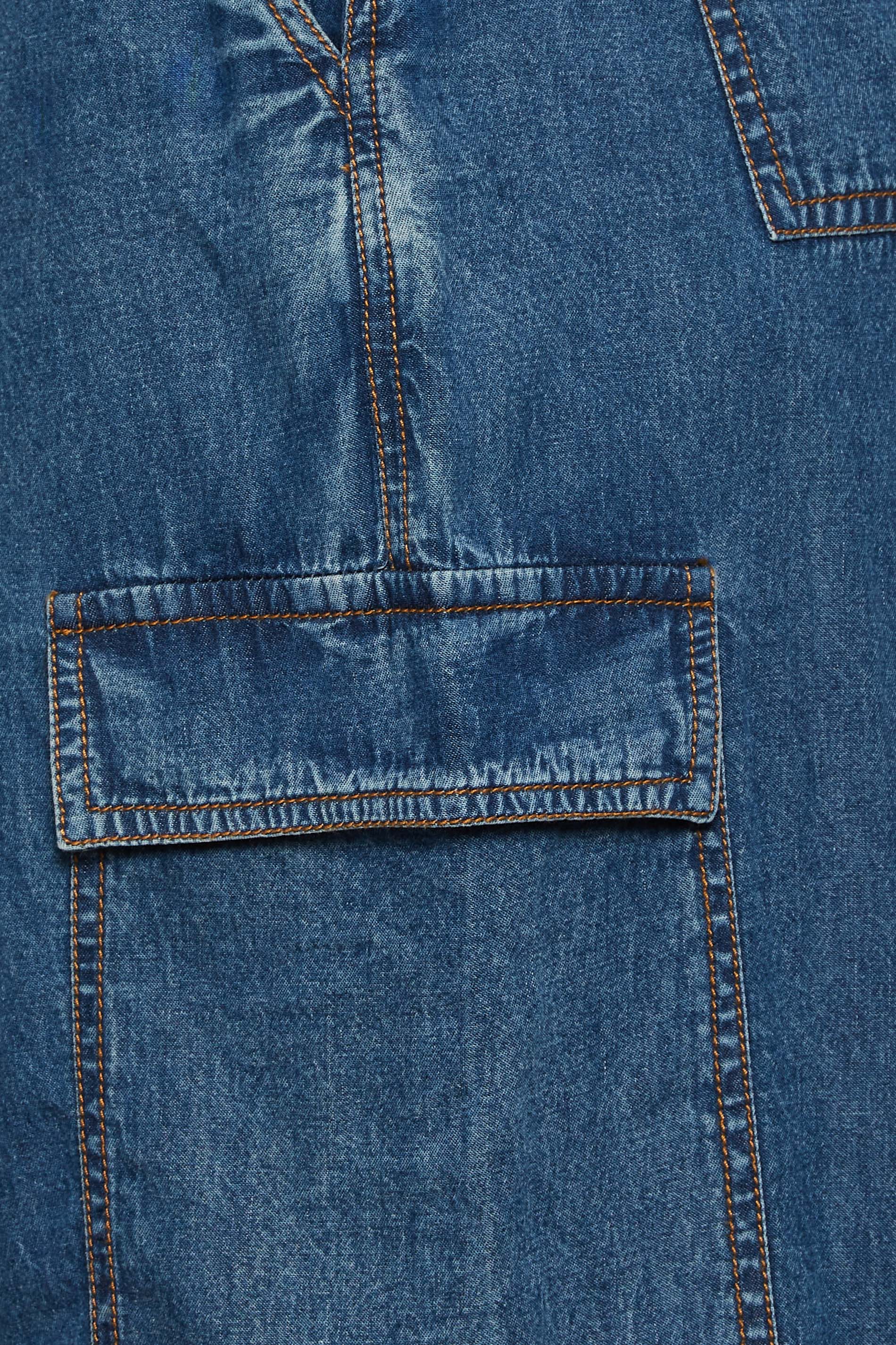 Petite Blue Denim Parachute Trousers | PixieGirl 6