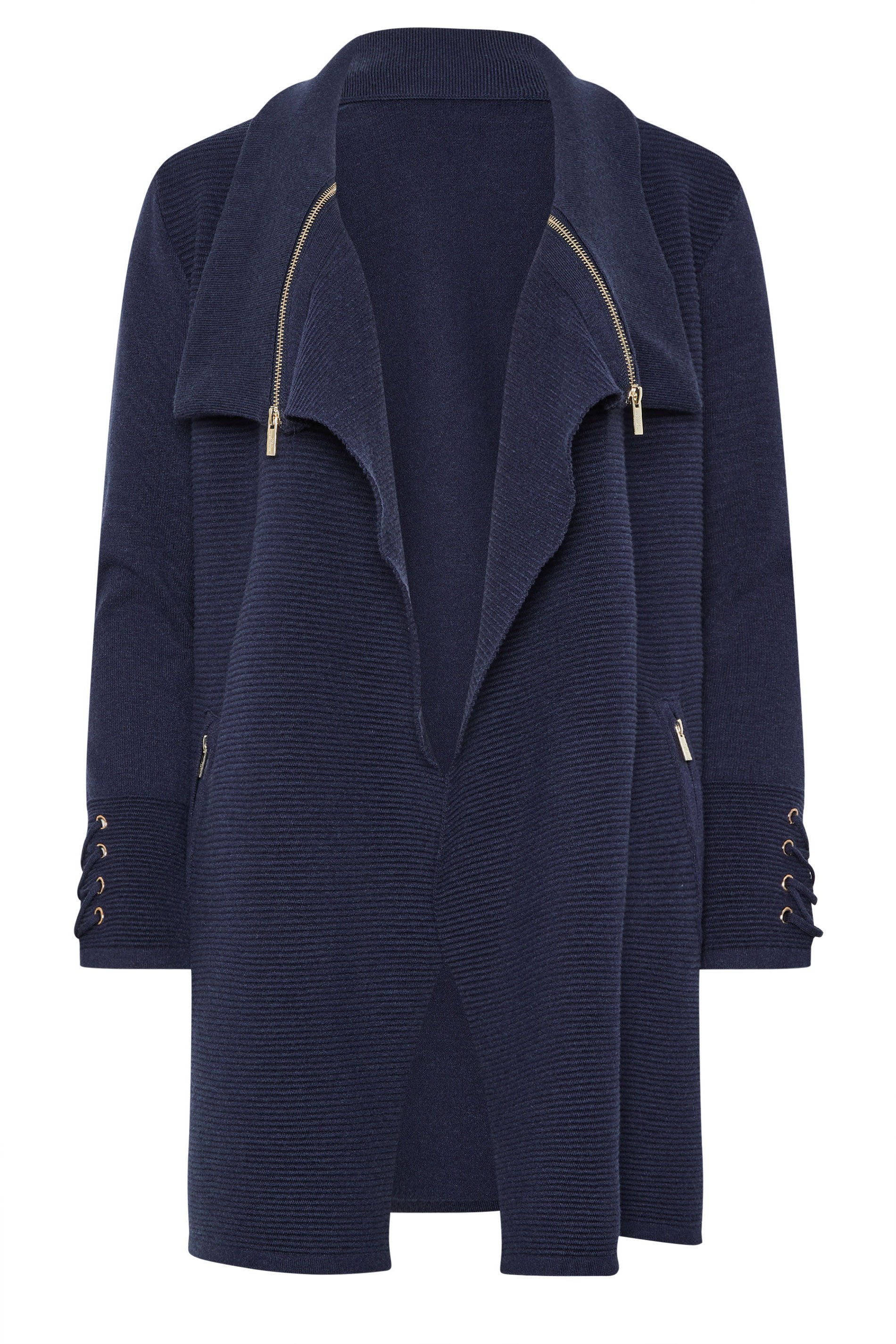 STAR Navy Blue Zip Detail Cardigan | StayByJM 5