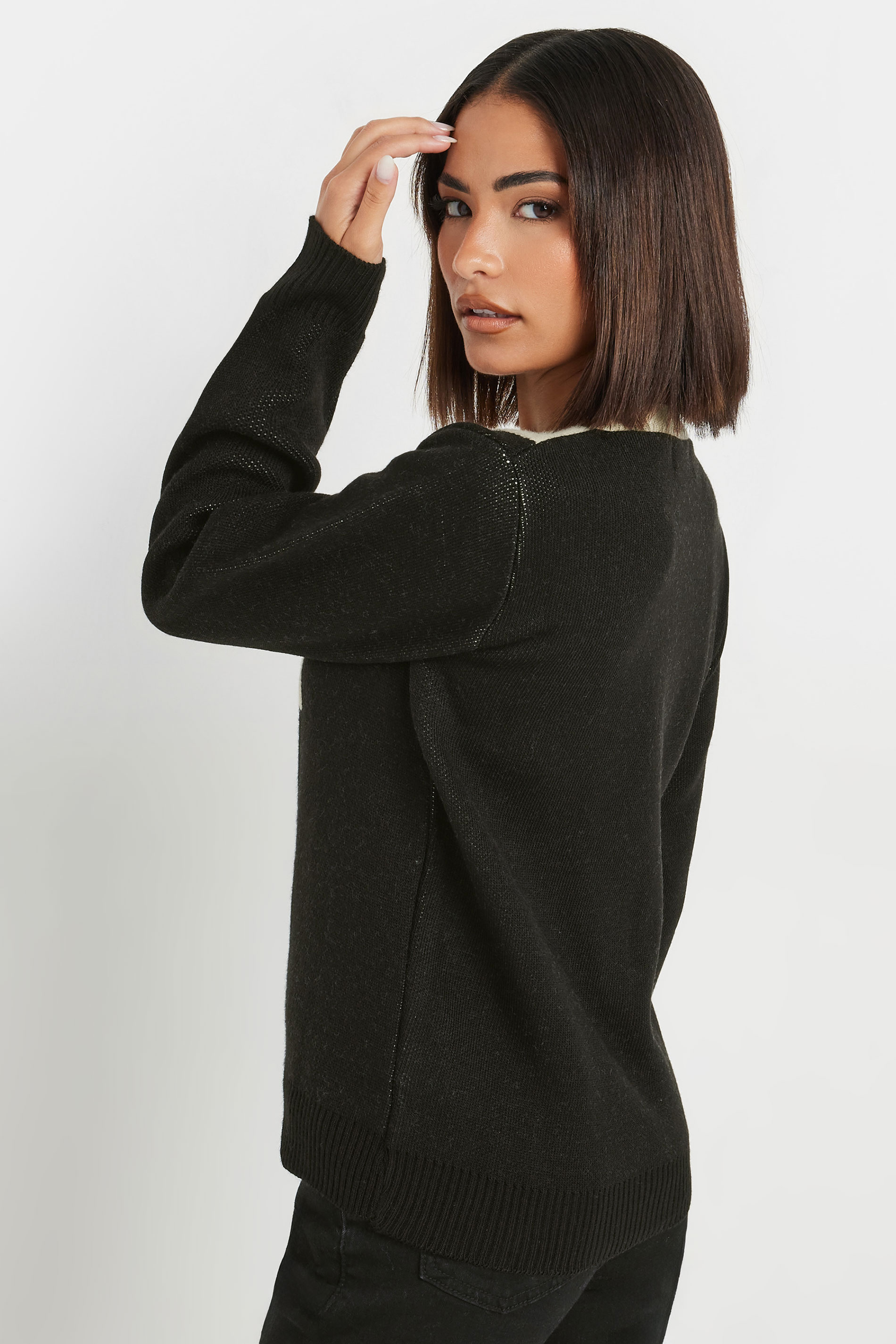 PixieGirl Petite Women's Black Bow Knitted Design Jumper | PixieGirl 3