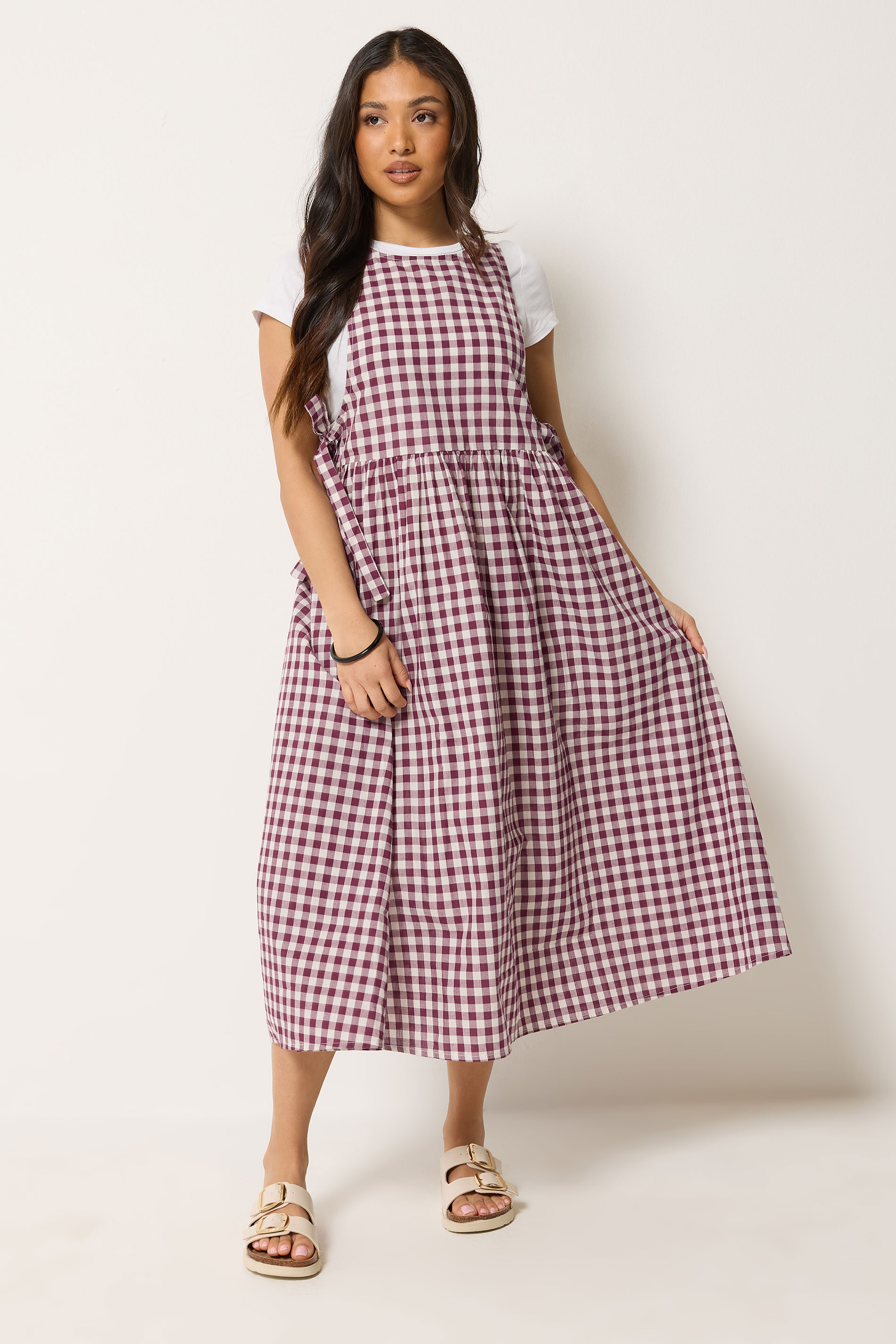PixieGirl Petite Women's Plum Purple Gingham Cotton Tie Side