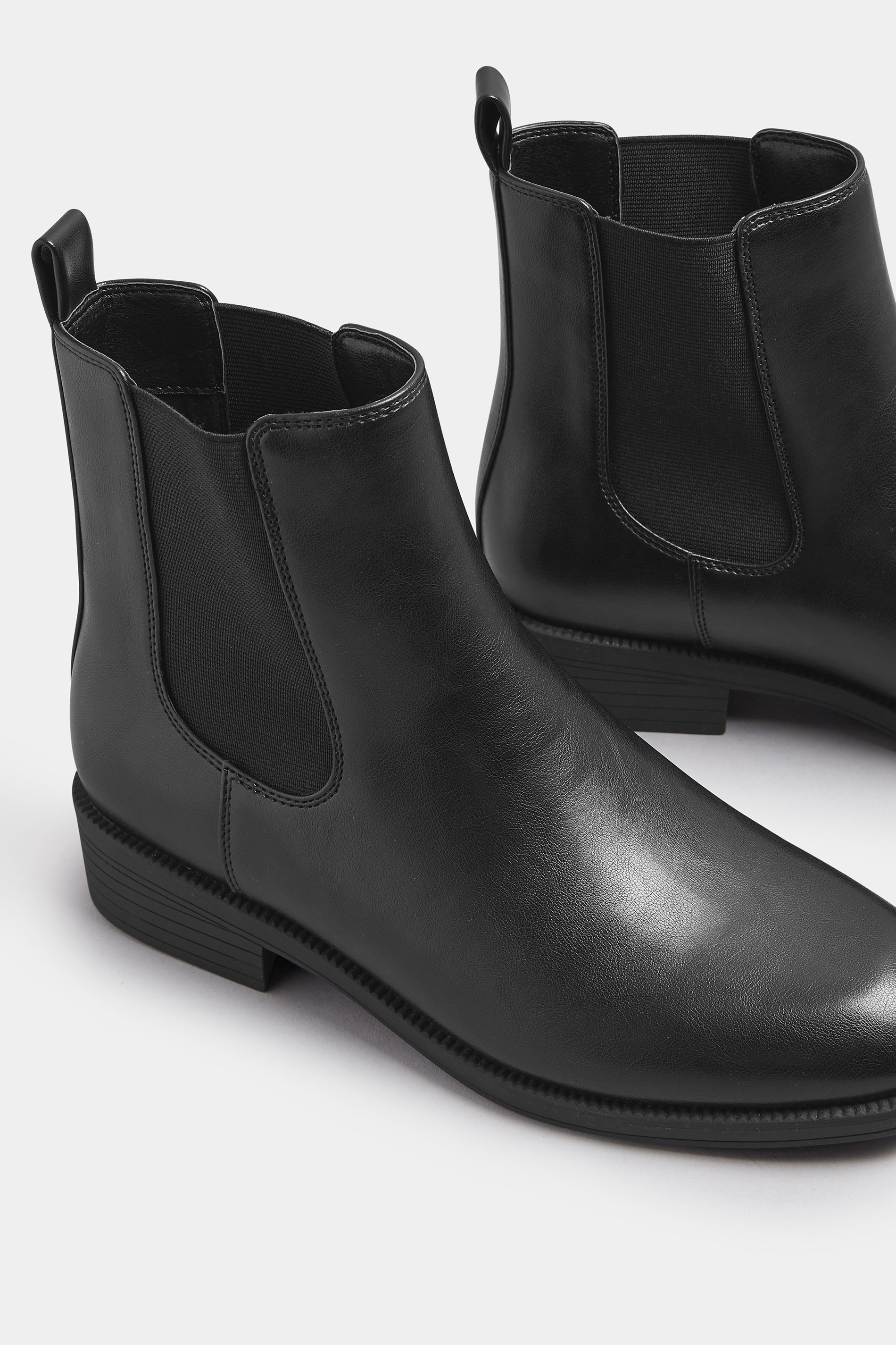 Black Faux Leather Chelsea Ankle Boots In Wide E Fit & Extra Wide EEE Fit | Yours Clothing 6