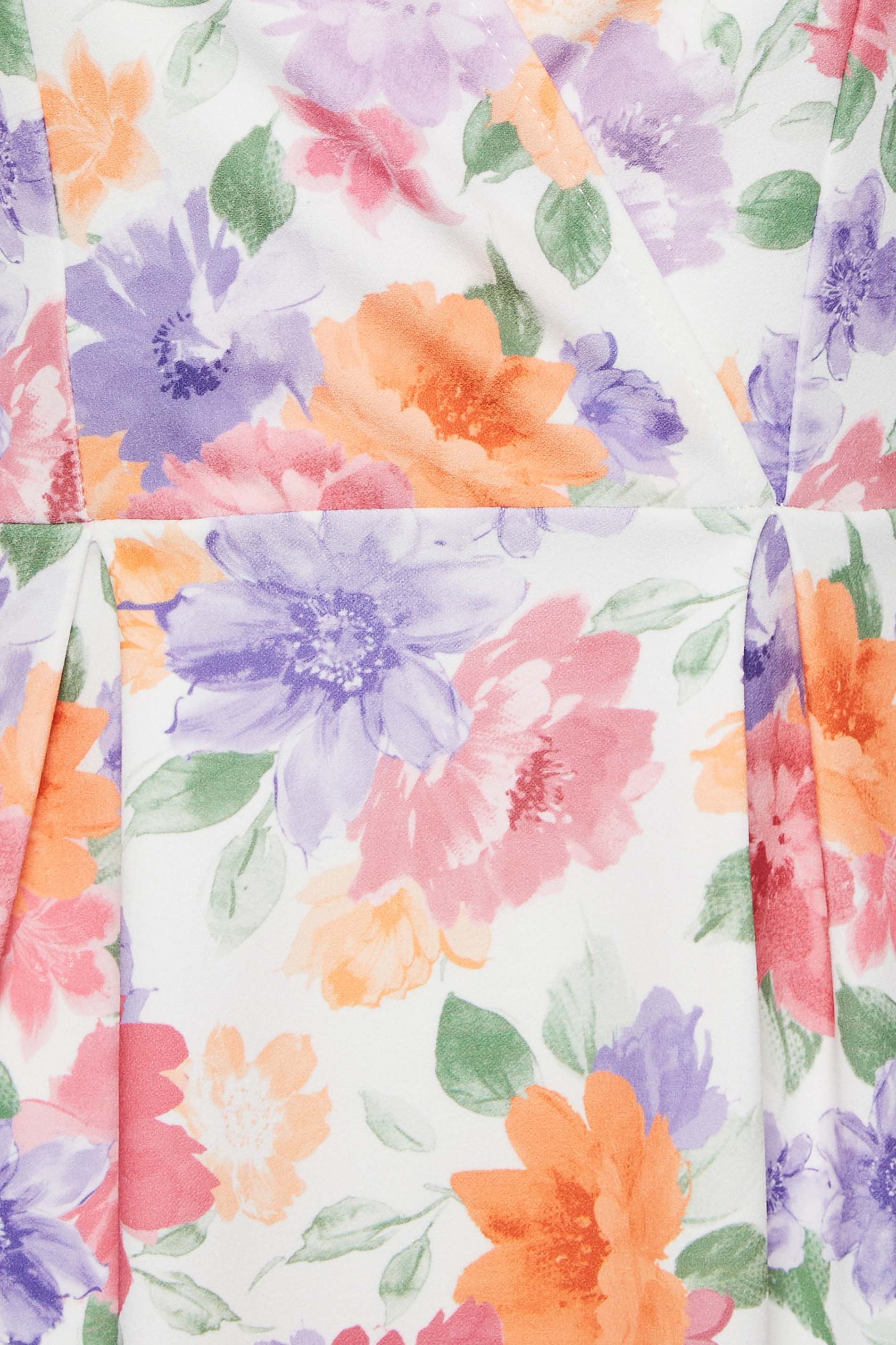 Petite White Floral Dipped Hem Midi Dress | PixieGirl 5