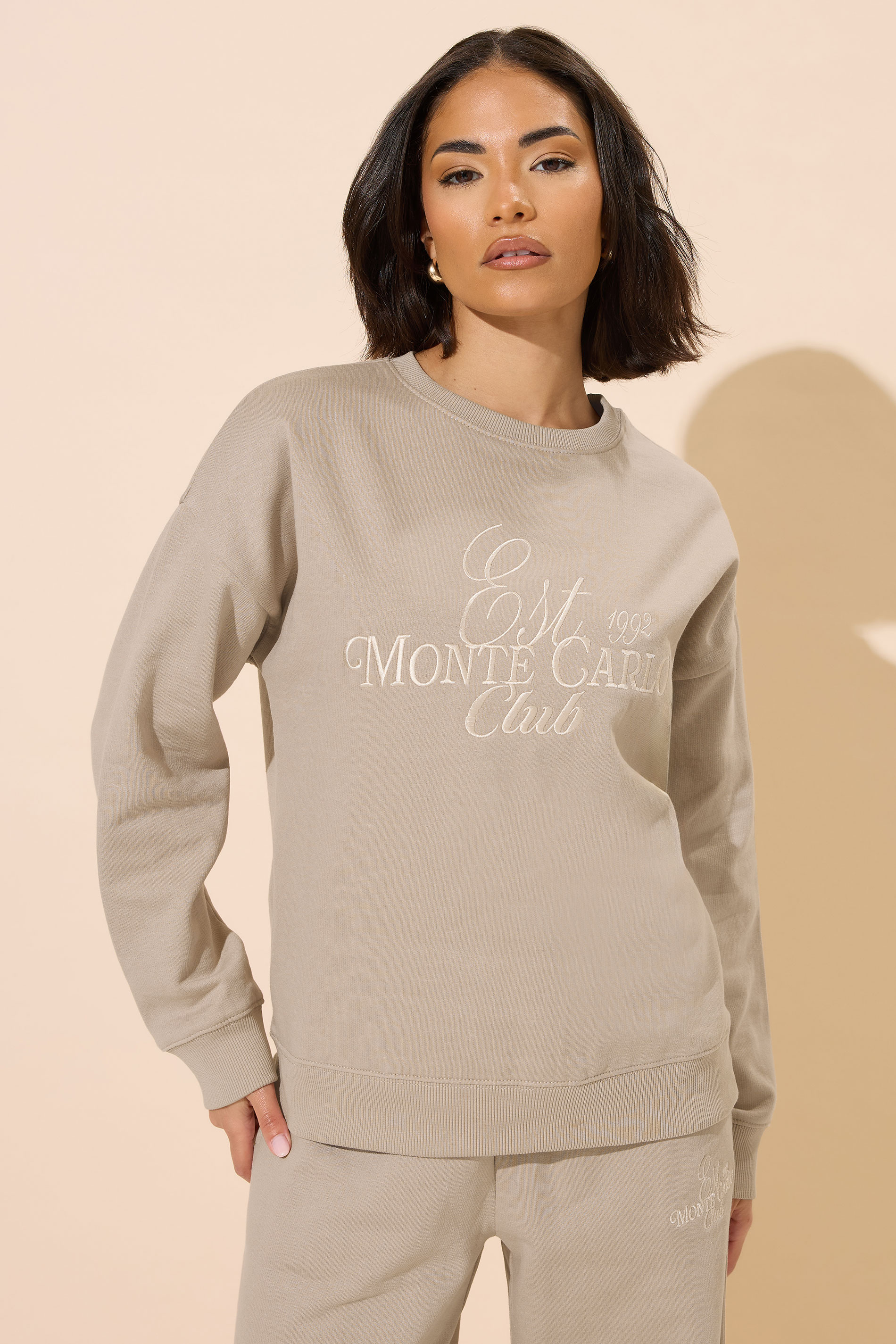 PixieGirl Petite Women's Stone Brown 'Monte Carlo' Embroidered Sweatshirt | PixieGirl 3