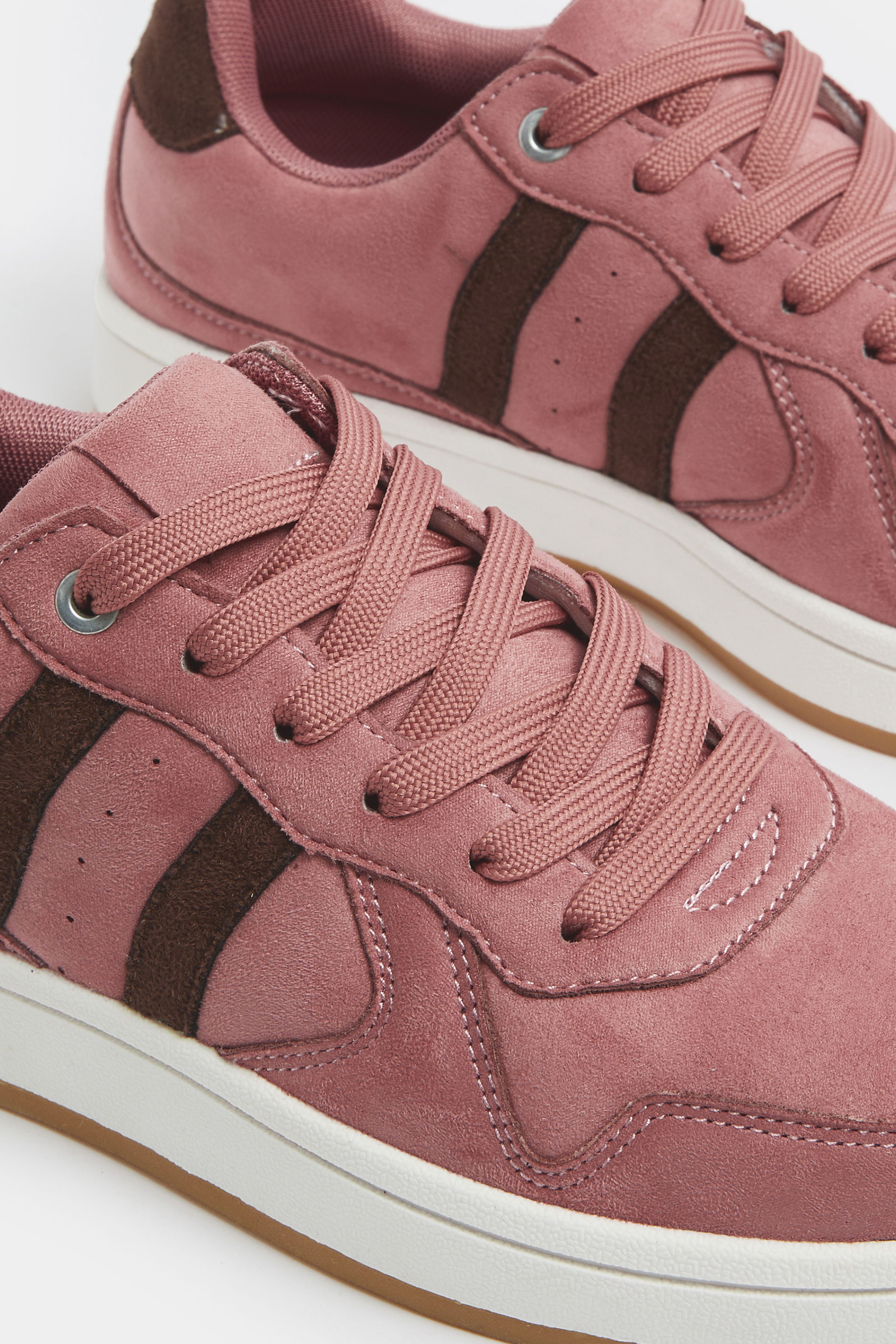 Pink & Brown Padded Lace Up Trainers In Wide E Fit | YoursClothing 6