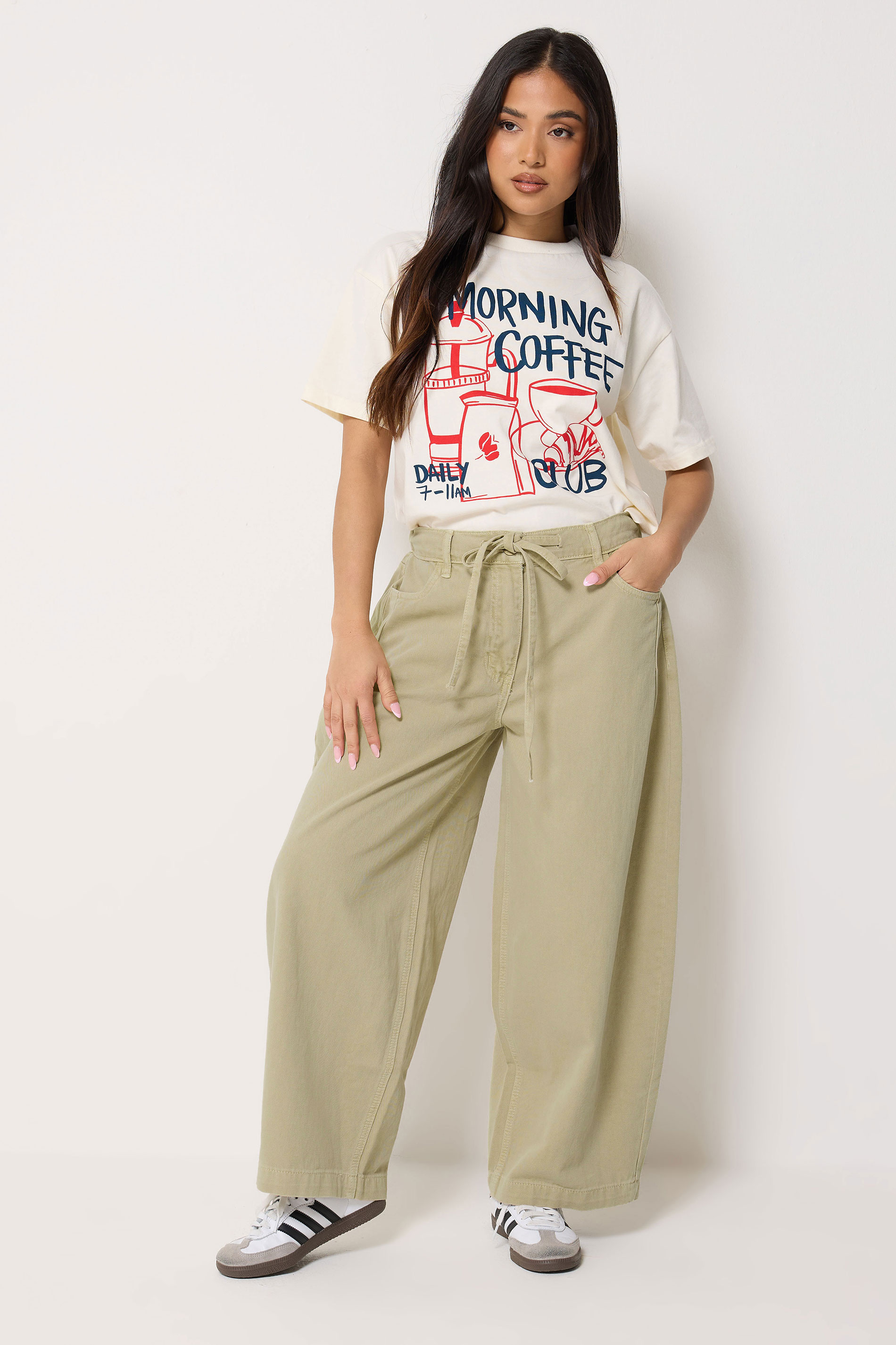 Pixiegirl Women's Green Petite Sage Tie Waist Wide Leg Jeans Size Petite > 8