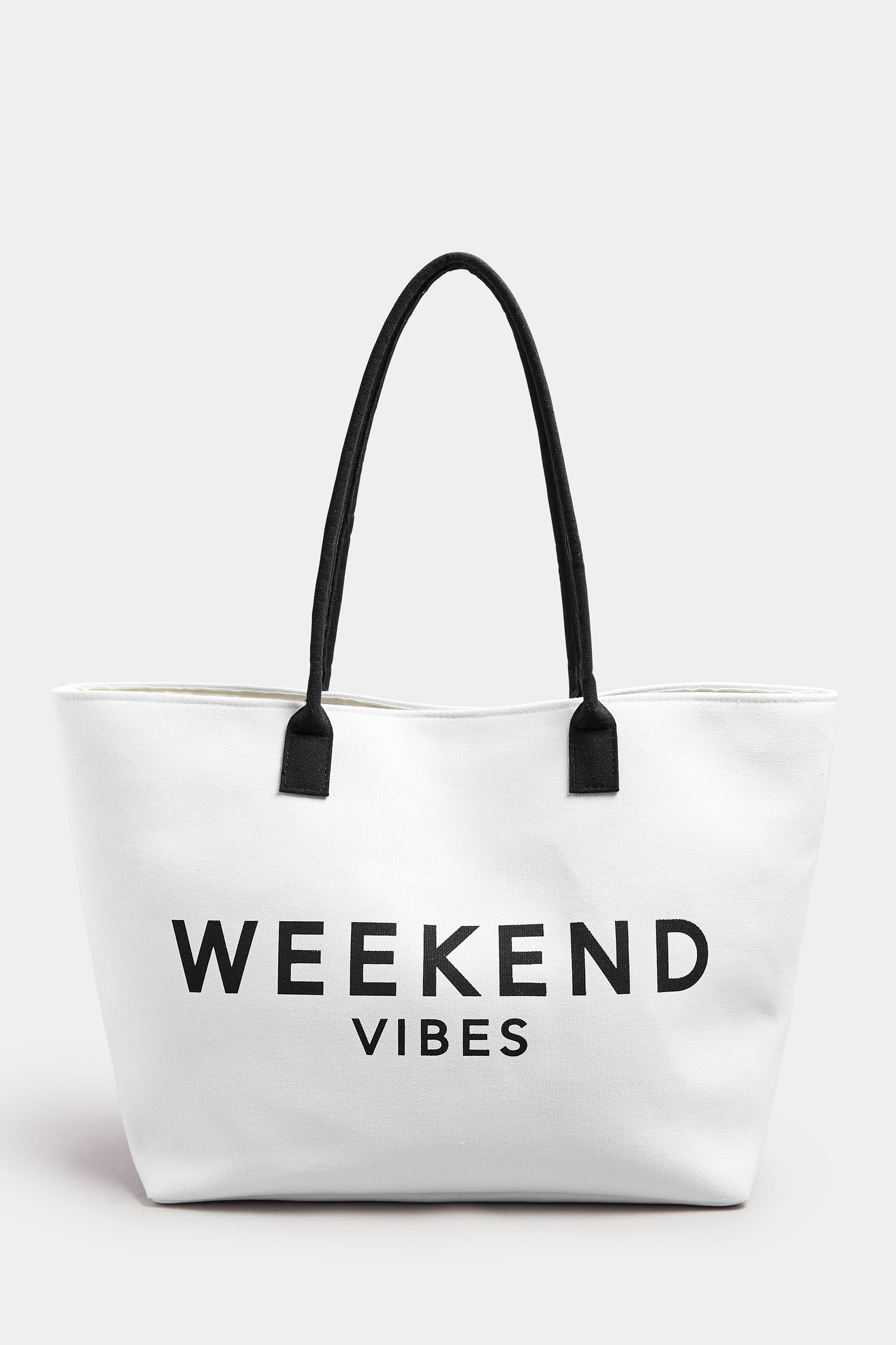 White 'Weekend Vibes' Tote Bag | Yours Clothing 3