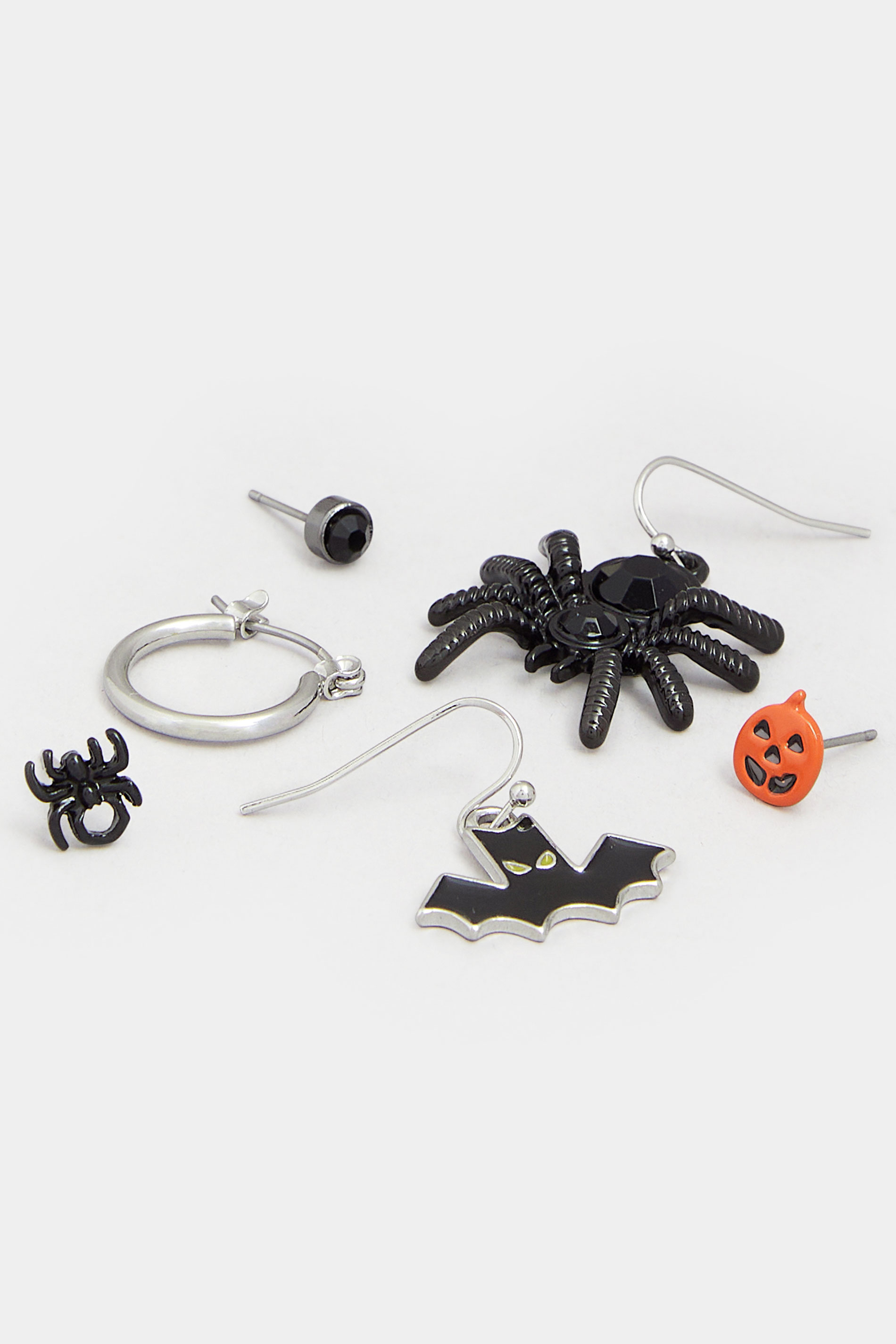 6 PACK Black Novelty Halloween Earrings | Yours Clothing 4
