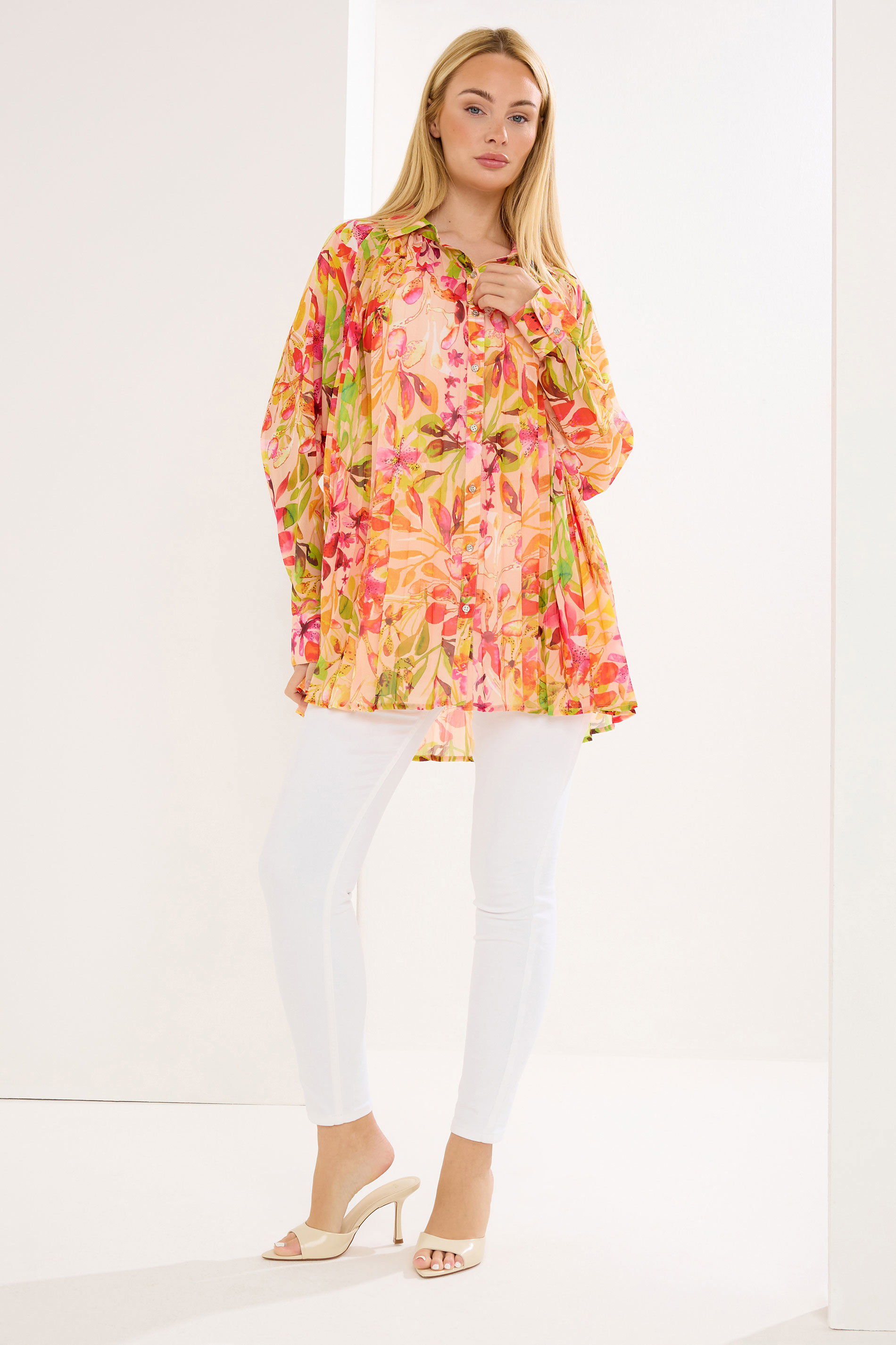 STAR Orange Floral Pleated Shirt | StarByJM 1
