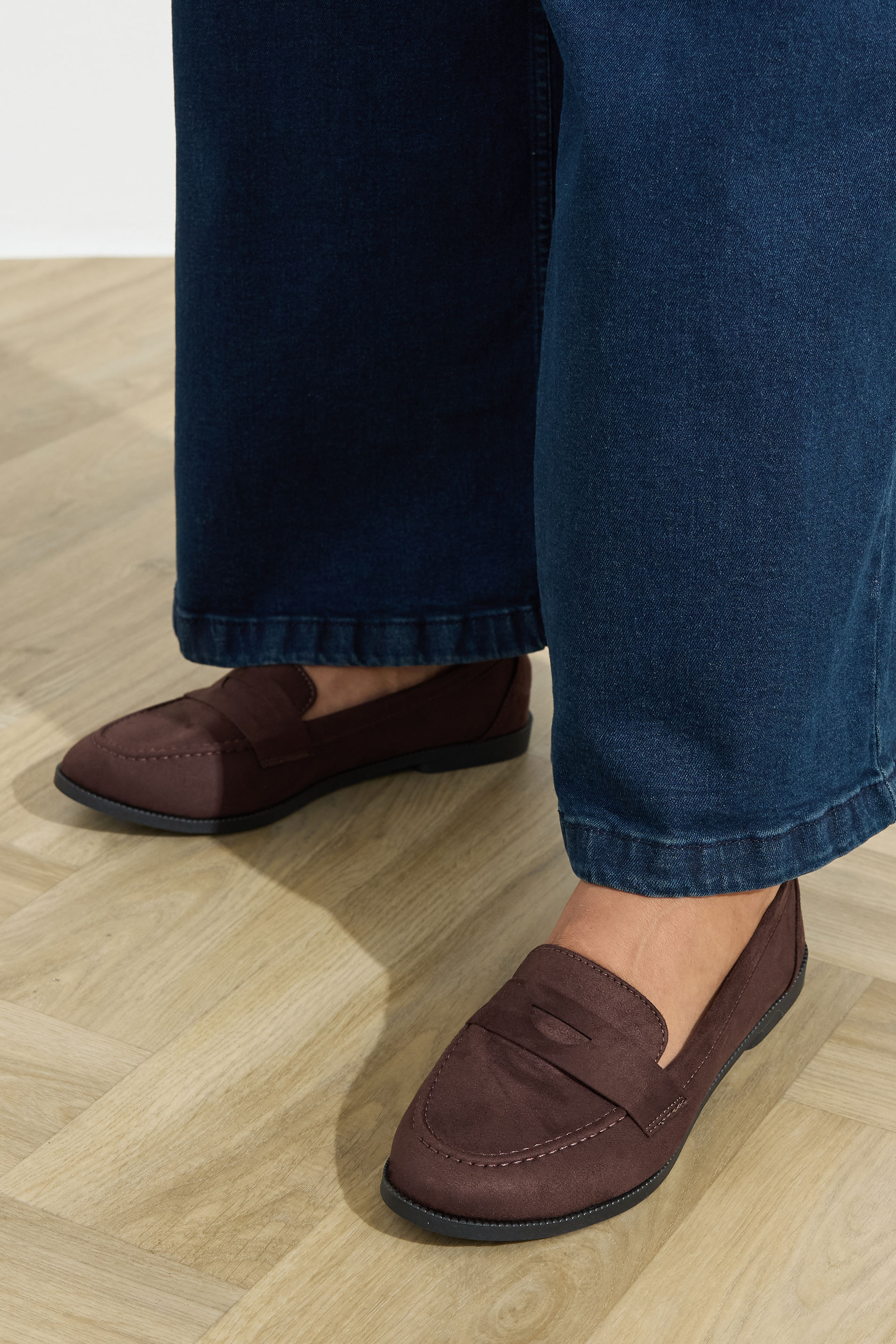 Chocolate Brown Suede Loafers In Wide E Fit | Yours Clothing 1