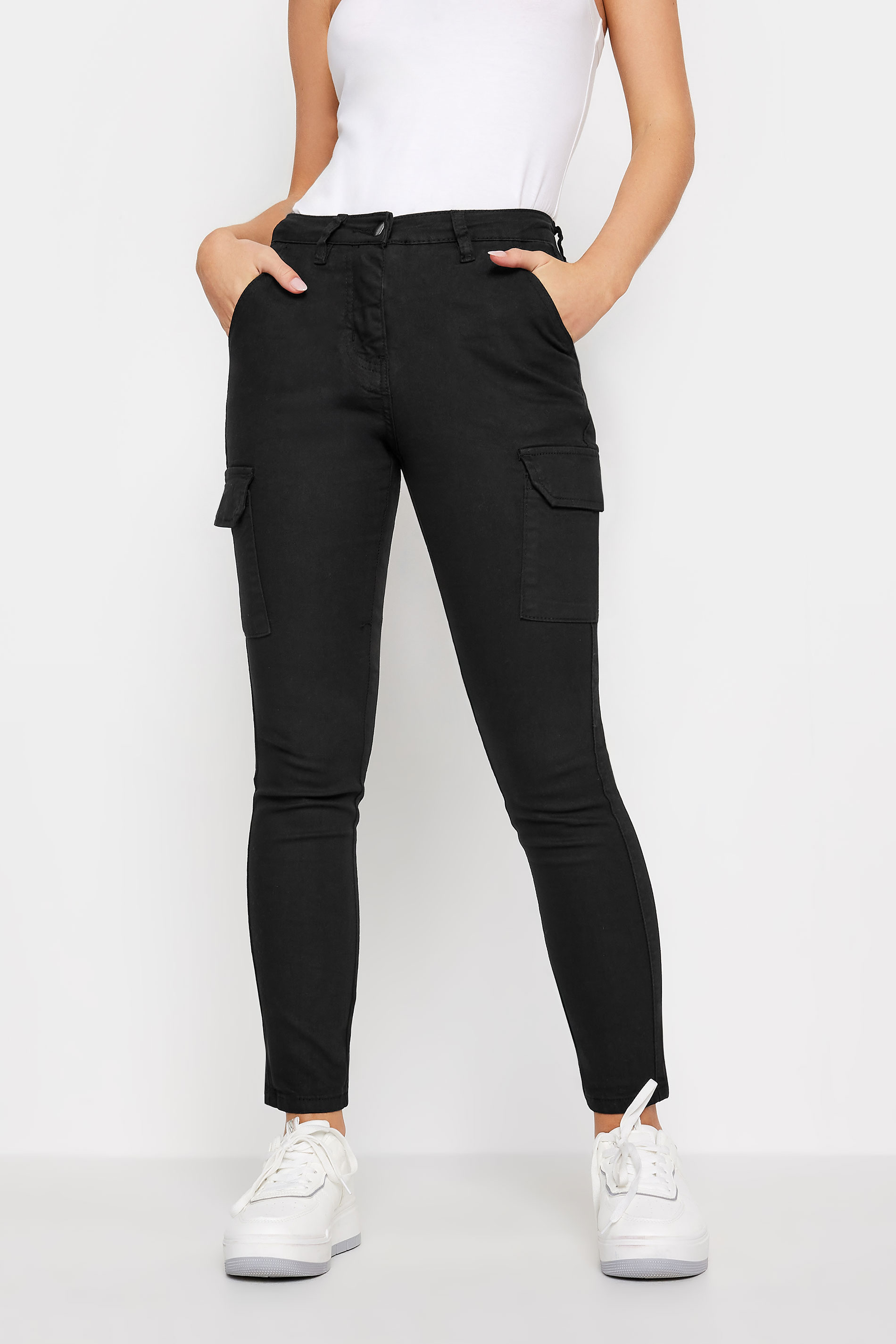 Petite Black Cargo Skinny Jeans | PixieGirl 1