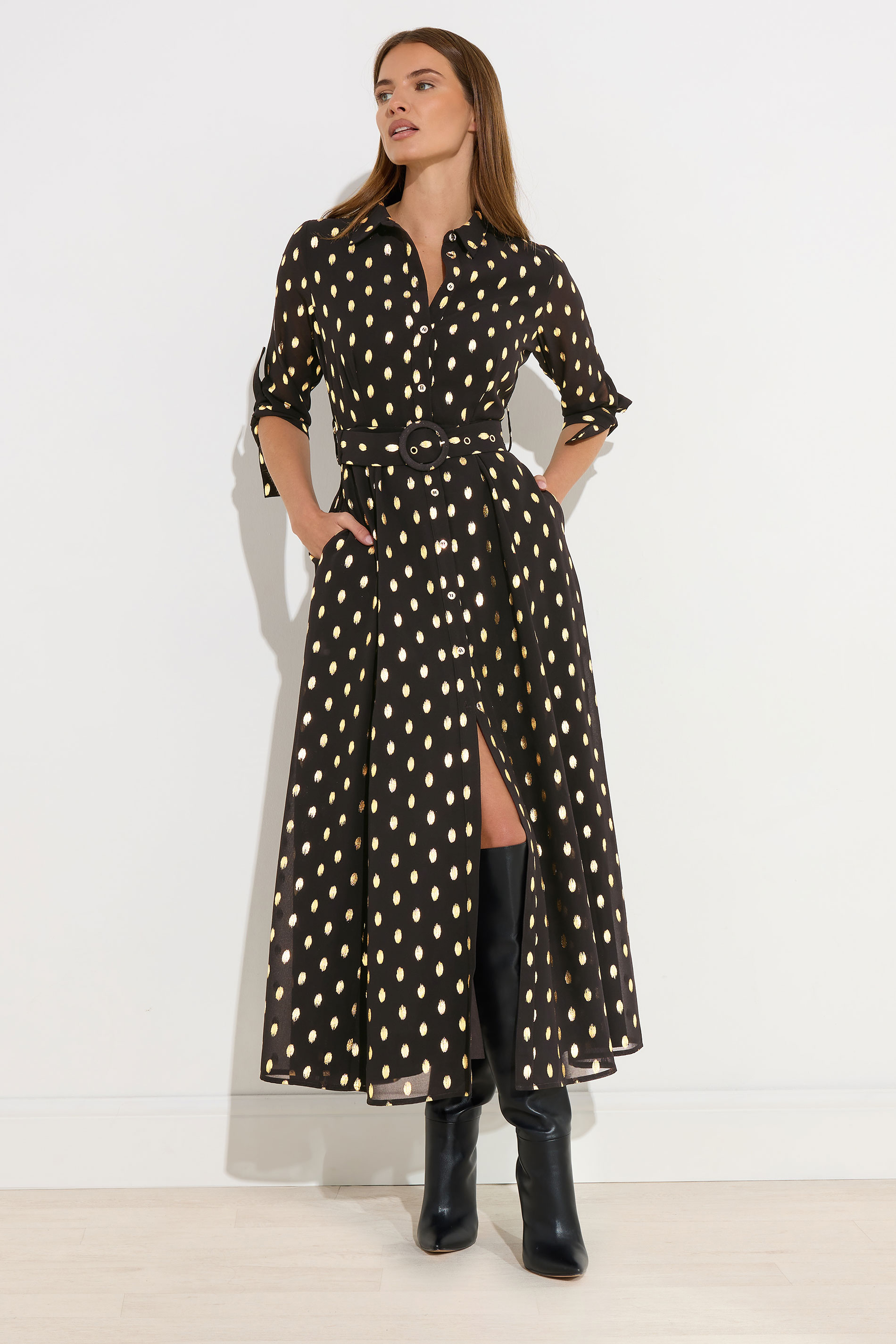 STAR Black Spot Print Belted Shirt Dress | StarByJM 2
