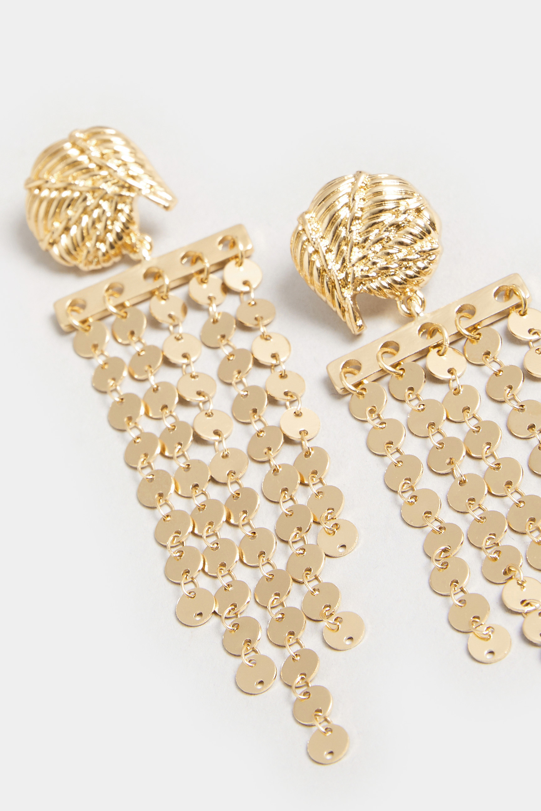 Gold Tone Disc Drop Statement Earrings 3